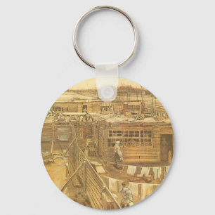 Vincent van Gogh - Carpenter's Yard and Laundry Keychain