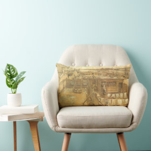 Vincent van Gogh - Carpenter's Yard and Laundry Lumbar Pillow