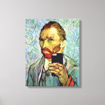 Vincent Van Gogh Cellphone Selfie Self Portrait Canvas Print by ArtLoversCafe at Zazzle