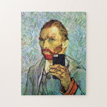 Vincent Van Gogh Cellphone Selfie Self Portrait Jigsaw Puzzle by ArtLoversCafe at Zazzle