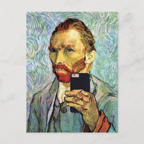 Vincent Van Gogh Cellphone Selfie Self Portrait Postcard