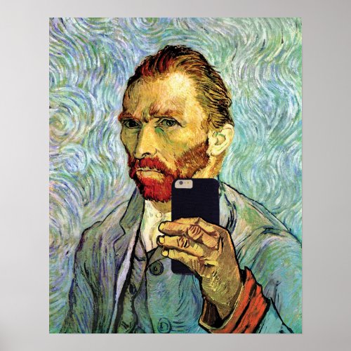 Vincent Van Gogh Cellphone Selfie Self Portrait Poster