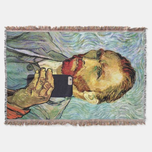 Vincent Van Gogh Cellphone Selfie Self Portrait Throw Blanket