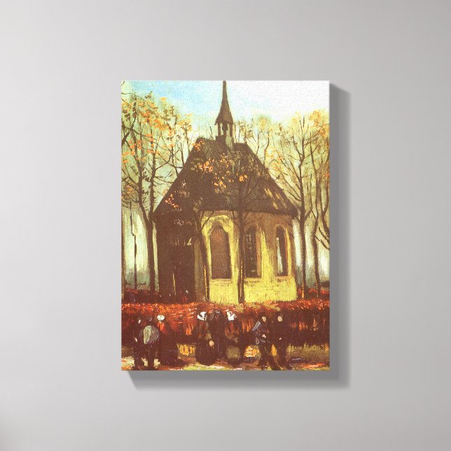 Vincent van Gogh - Chapel at Nuenen, Churchgoers Canvas Print (Front)