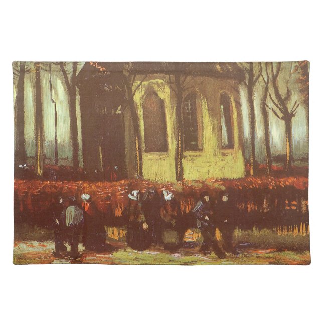 Vincent van Gogh - Chapel at Nuenen, Churchgoers Cloth Placemat (Front)