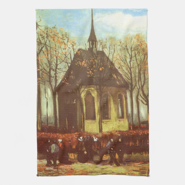 Vincent van Gogh - Chapel at Nuenen, Churchgoers Kitchen Towel (Vertical)