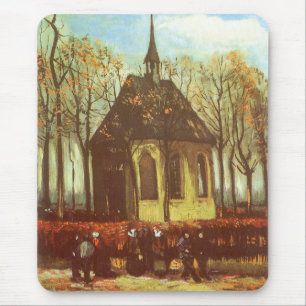 Vincent van Gogh - Chapel at Nuenen, Churchgoers Mouse Pad