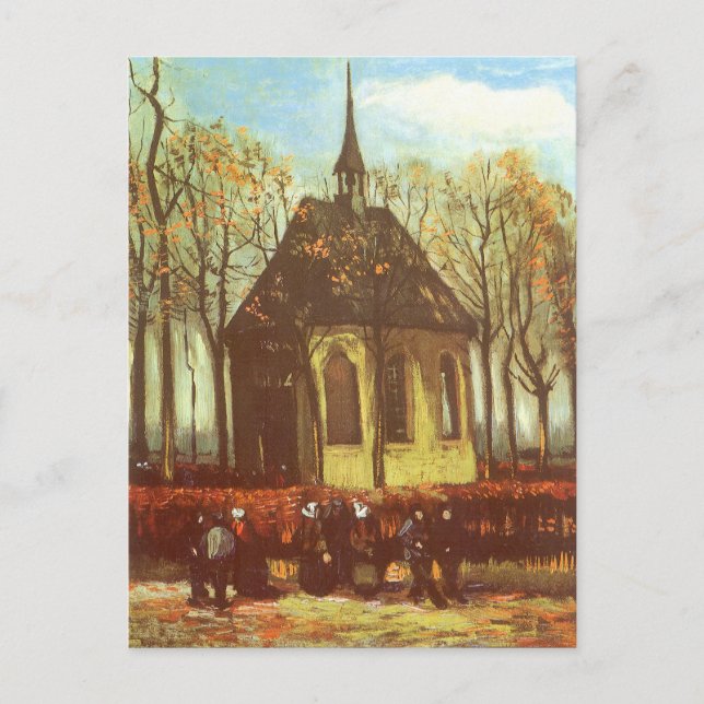 Vincent van Gogh - Chapel at Nuenen, Churchgoers Postcard (Front)