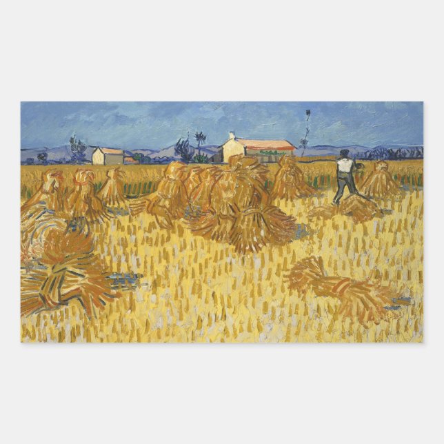 Vincent van Gogh - Corn Harvest in Provence Rectangular Sticker (Front)