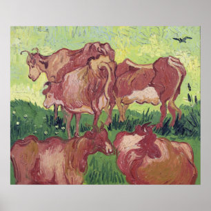 Vincent van Gogh Cows, 1890 Poster