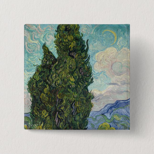 Vincent van Gogh - Cypresses Button (Front)