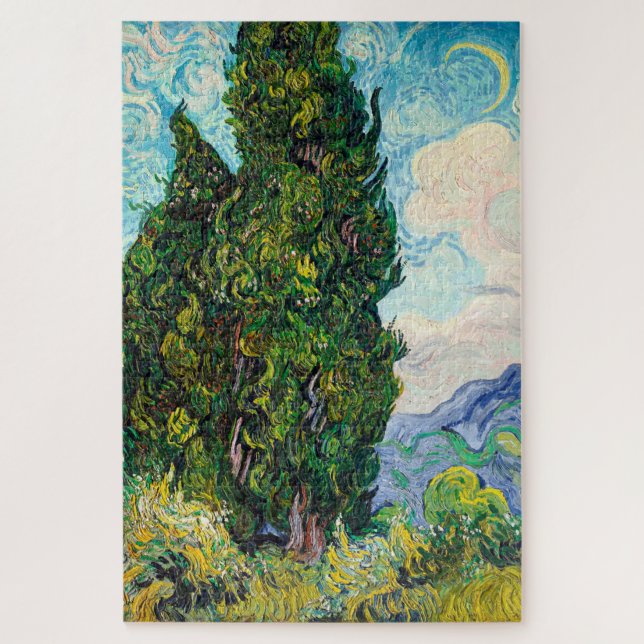 Vincent Van Gogh Cypresses Fine Art Jigsaw Puzzle (Vertical)