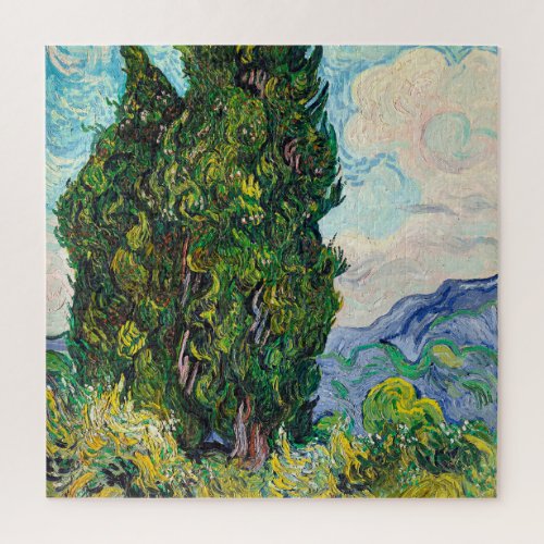 Vincent Van Gogh Cypresses Fine Art Jigsaw Puzzle