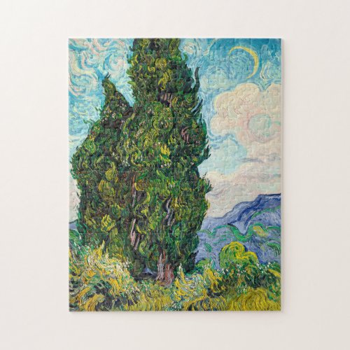 Vincent Van Gogh Cypresses Fine Art Jigsaw Puzzle