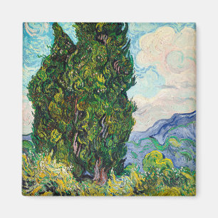 Vincent Van Gogh Cypresses Fine Art Magnet