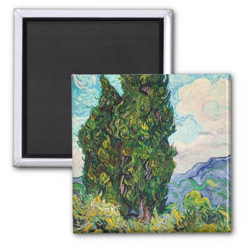 Vincent Van Gogh Cypresses Fine Art Magnet