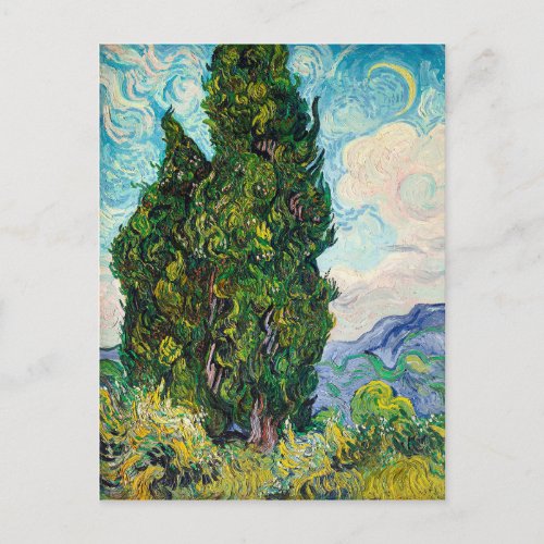 Vincent Van Gogh Cypresses Fine Art Postcard