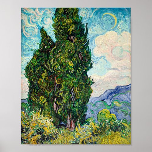 Vincent Van Gogh Cypresses Fine Art Poster