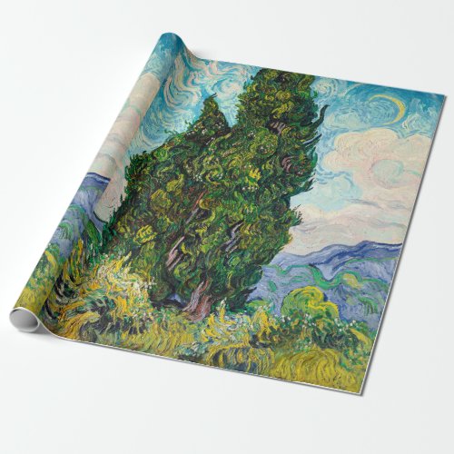 Vincent Van Gogh Cypresses Fine Art Wrapping Paper