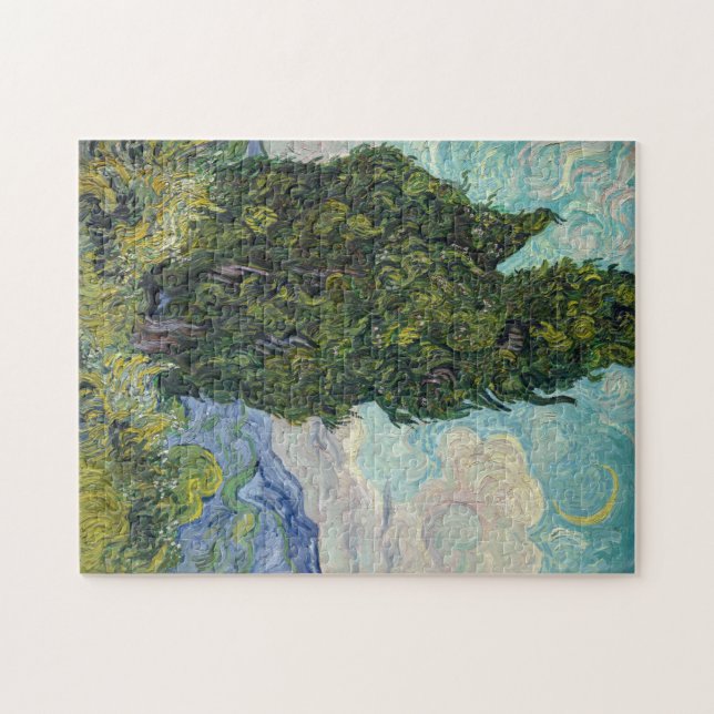 Wheat Field With Cypresses 1889 By Vincent Van Gogh - 1000 Piece Jigsaw Puzzle, Premium Quality, Made In USA