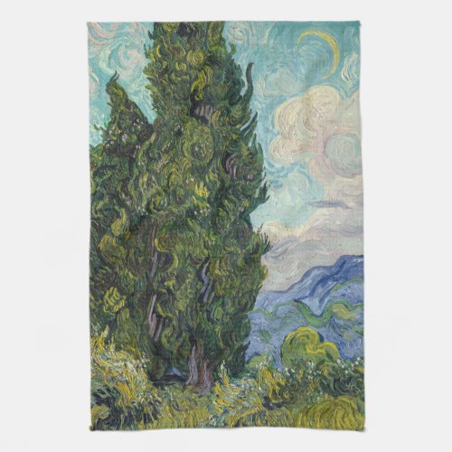 Vincent van Gogh _ Cypresses Kitchen Towel