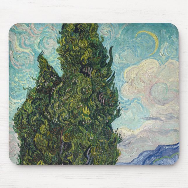 Vincent van Gogh - Cypresses Mouse Pad (Front)