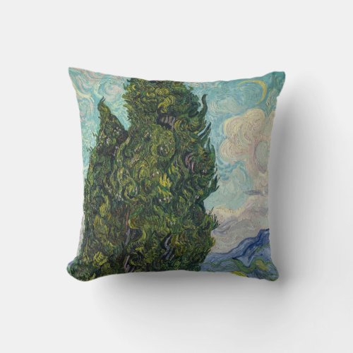 Vincent van Gogh _ Cypresses Throw Pillow