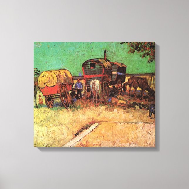 Vincent van Gogh - Encampment of Gypsies Caravans Canvas Print (Front)