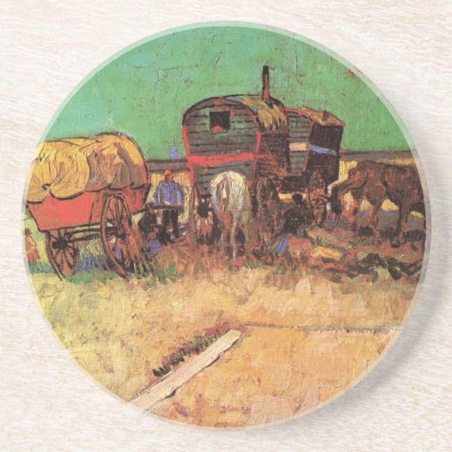 Vincent van Gogh - Encampment of Gypsies Caravans Coaster (Front)