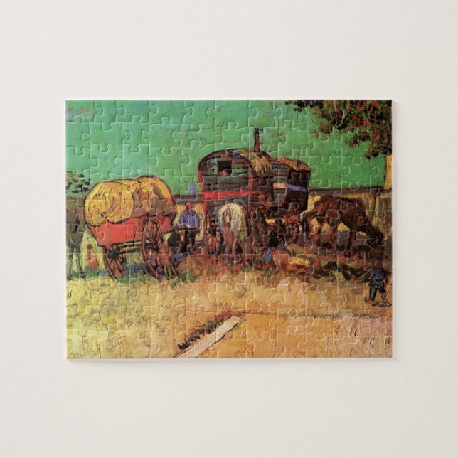 Vincent van Gogh - Encampment of Gypsies Caravans Jigsaw Puzzle (Horizontal)