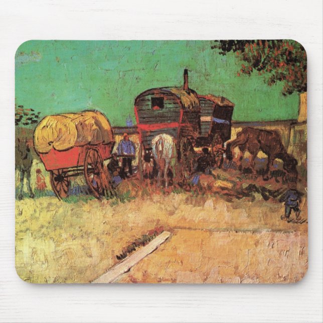 Vincent van Gogh - Encampment of Gypsies Caravans Mouse Pad (Front)