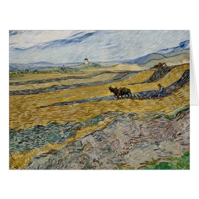Vincent Van Gogh, Enclosed Field with Ploughman Cards (Front Horizontal)