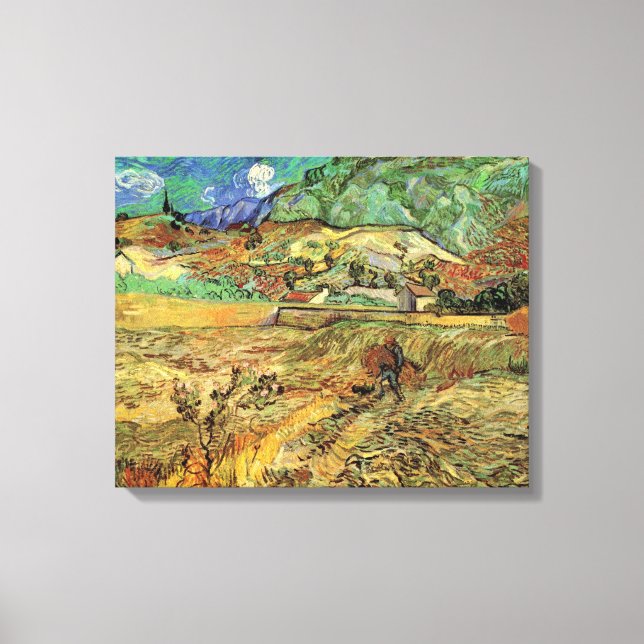 Vincent van Gogh - Enclosed Wheat Field w Peasant Canvas Print (Front)