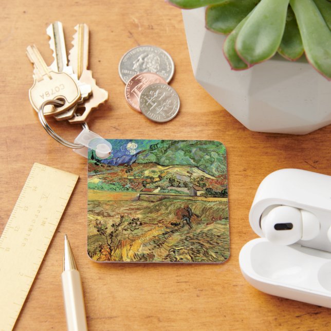 Vincent van Gogh - Enclosed Wheat Field w Peasant Keychain (Desk)