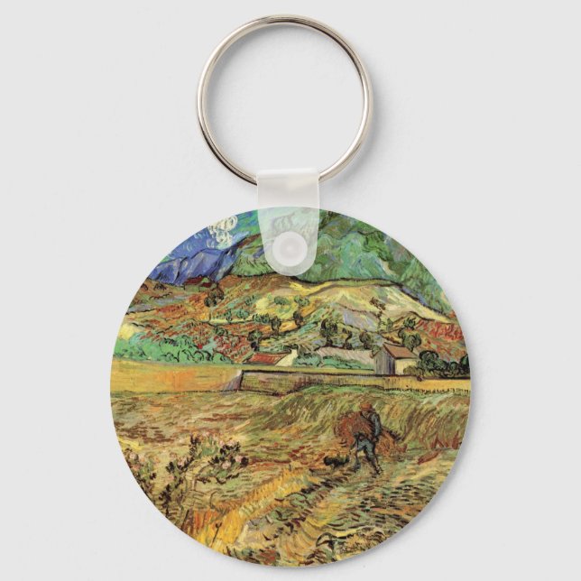 Vincent van Gogh - Enclosed Wheat Field w Peasant Keychain (Front)