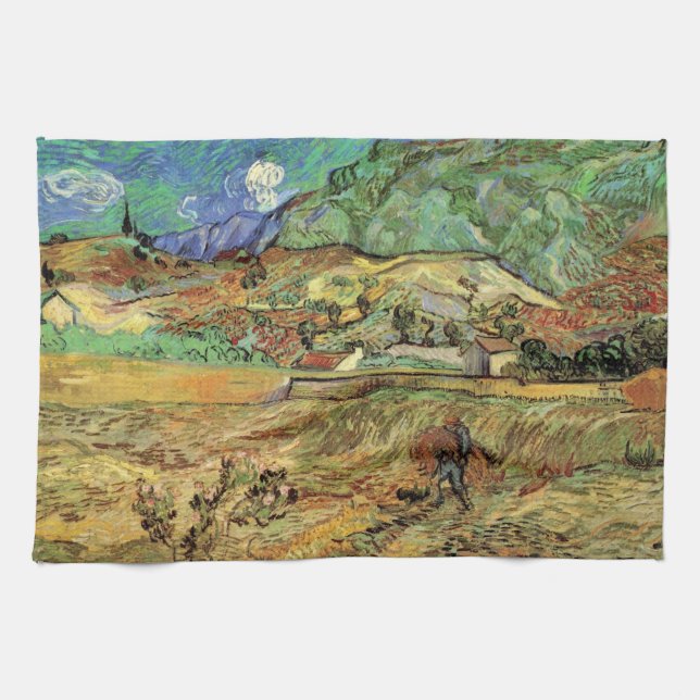 Vincent van Gogh - Enclosed Wheat Field w Peasant Kitchen Towel (Horizontal)