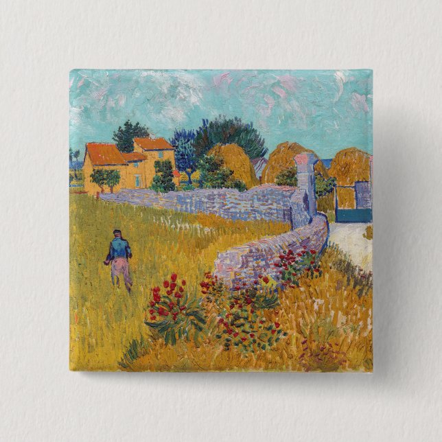 Vincent van Gogh - Farmhouse in Provence Button (Front)