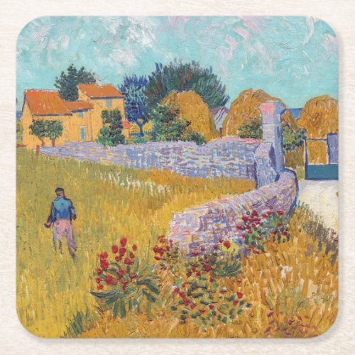 Vincent van Gogh _ Farmhouse in Provence Square Paper Coaster