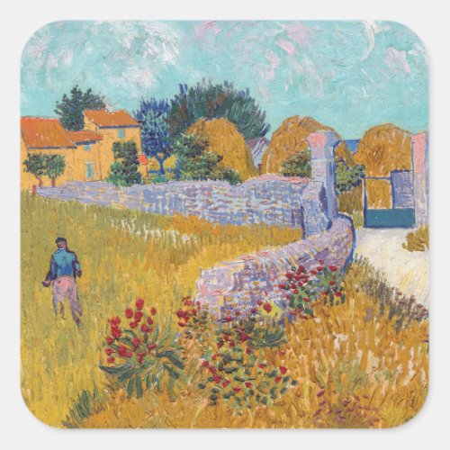 Vincent van Gogh _ Farmhouse in Provence Square Sticker