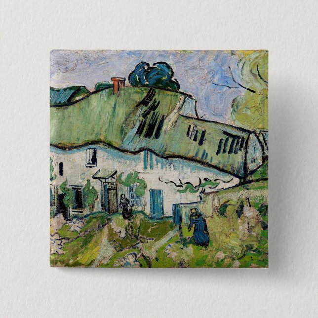 Vincent van Gogh - Farmhouse with Two Figures Button (Front)