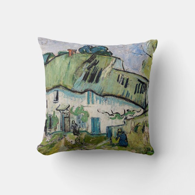 Vincent van Gogh - Farmhouse with Two Figures  Throw Pillow (Front)