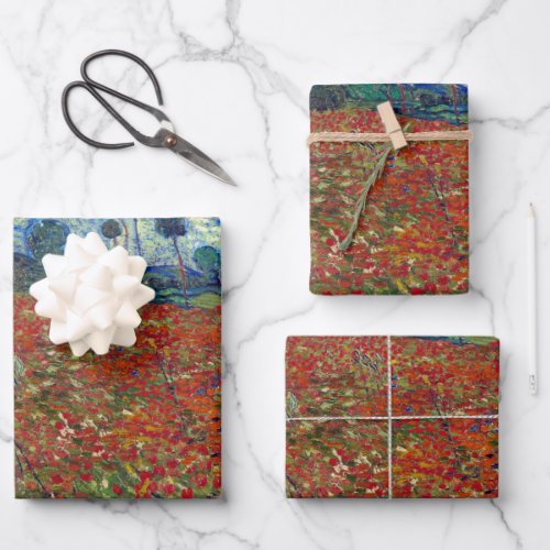 Vincent van Gogh Field of Poppies Poster Wrapping Paper Sheets