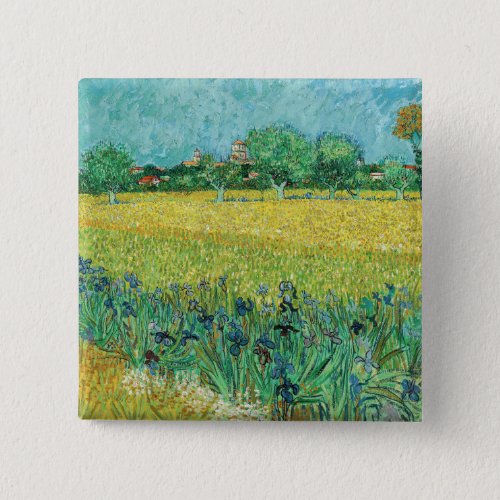 Vincent van Gogh _ Field with Irises near Arles Button