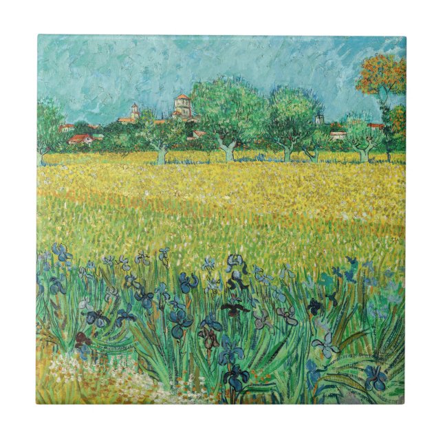 Vincent van Gogh - Field with Irises near Arles Ceramic Tile (Front)