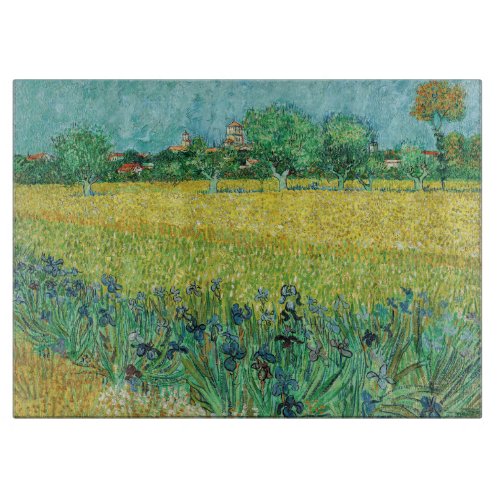 Vincent van Gogh _ Field with Irises near Arles Cutting Board