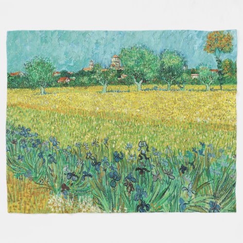 Vincent van Gogh _ Field with Irises near Arles Fleece Blanket