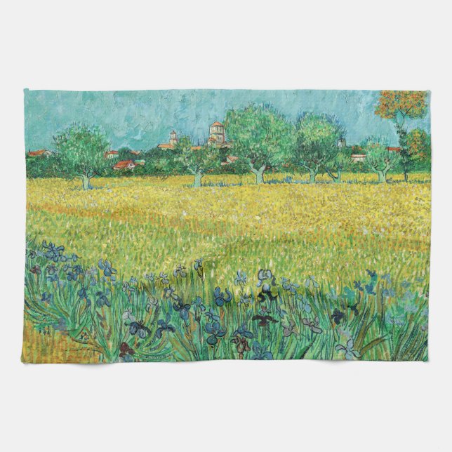 Vincent van Gogh - Field with Irises near Arles Kitchen Towel (Horizontal)