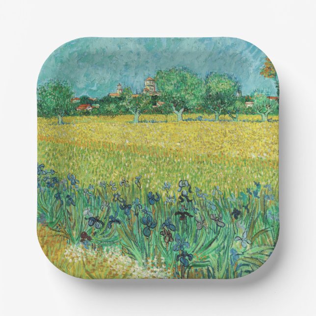 Vincent van Gogh - Field with Irises near Arles Paper Plates (Front)
