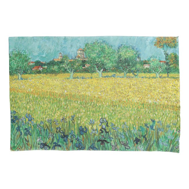 Vincent van Gogh - Field with Irises near Arles Pillow Case (Front)