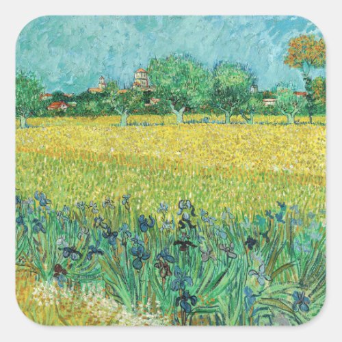 Vincent van Gogh _ Field with Irises near Arles Square Sticker